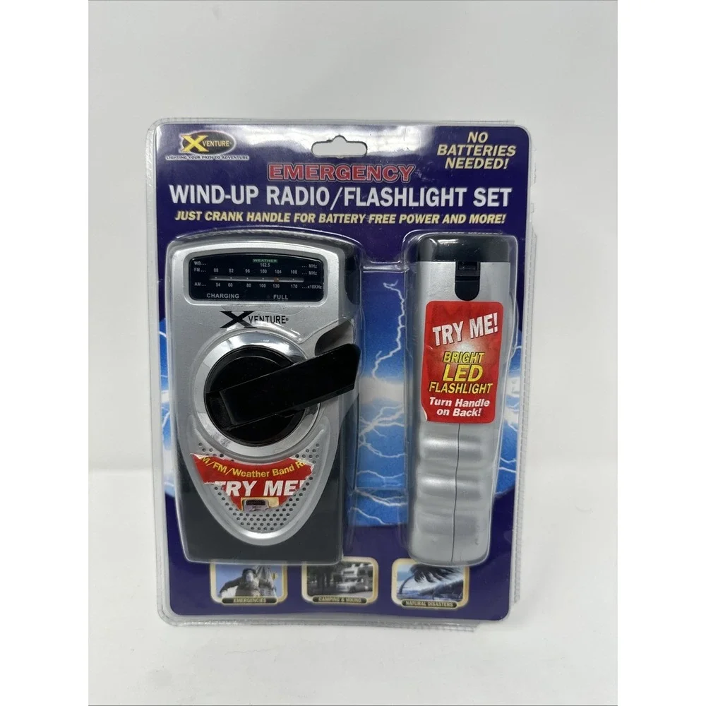 XVenture‎ Emergency Crank Radio & LED Flashlight Batteries Optional 2 Piece Set